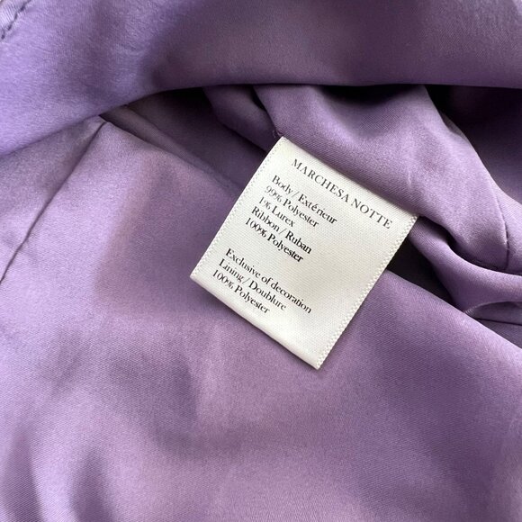 Marchesa Notte Floral Chiffon‎ Asymmetric Ruffle Maxi Dress 6 Purple Romantic - Picture 11 of 16